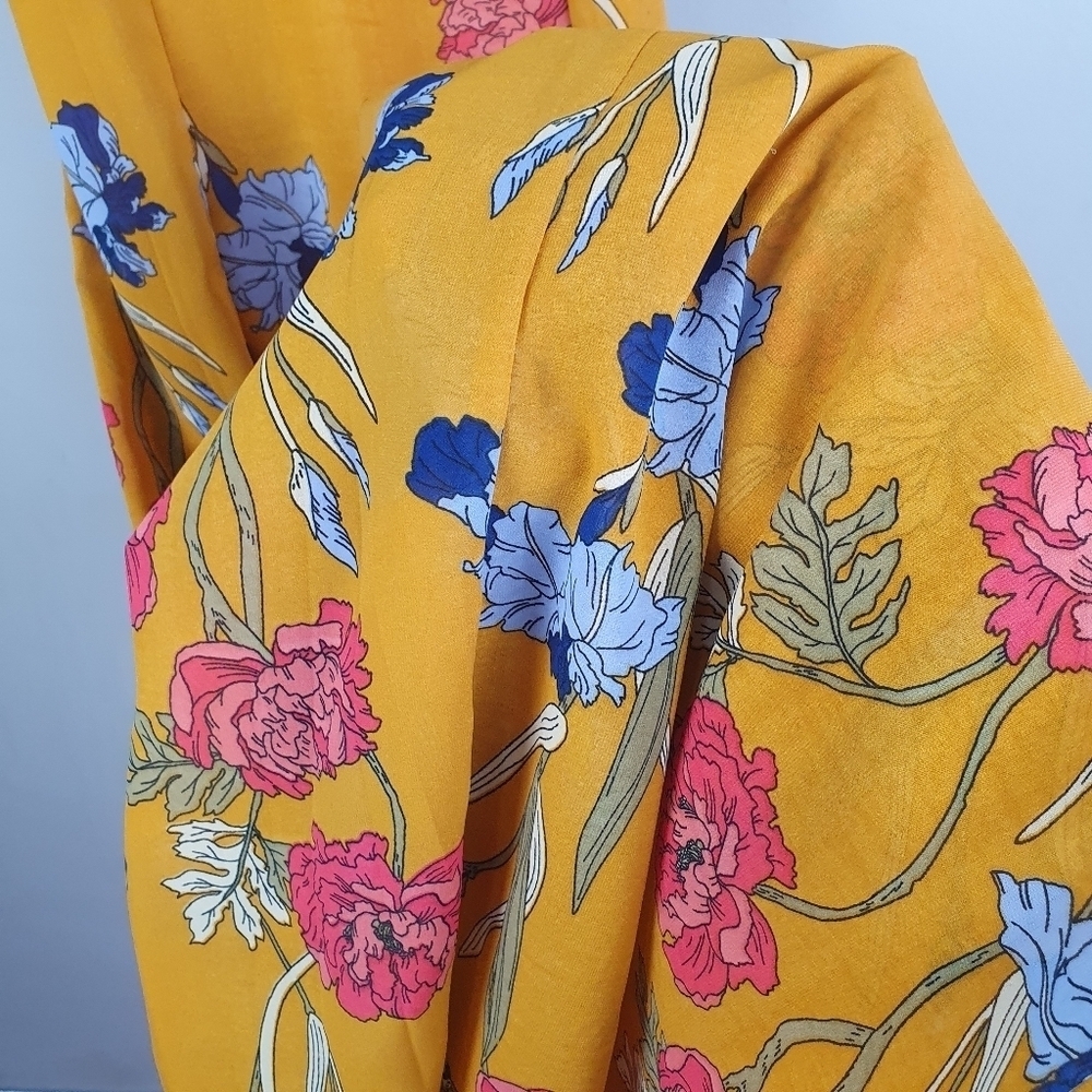 JAPANA Maxi Dress Open Back Floral Gold/Pinks/Blues Women's Size S‎ - Picture 3 of 12